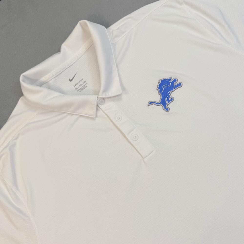 Detroit Lions Polo Shirt Mens 3XL White Short Sleeve NFL Football Nike Dri-FIT
